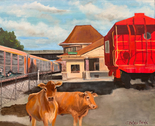 "Missed the Train", Original Oil Painting by Connie Estes Beale