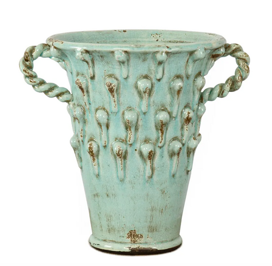 Large Aqua Vase/Planter with Handles