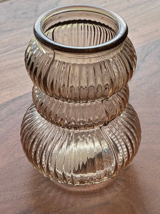 Ribbed Vase, Champagne Color