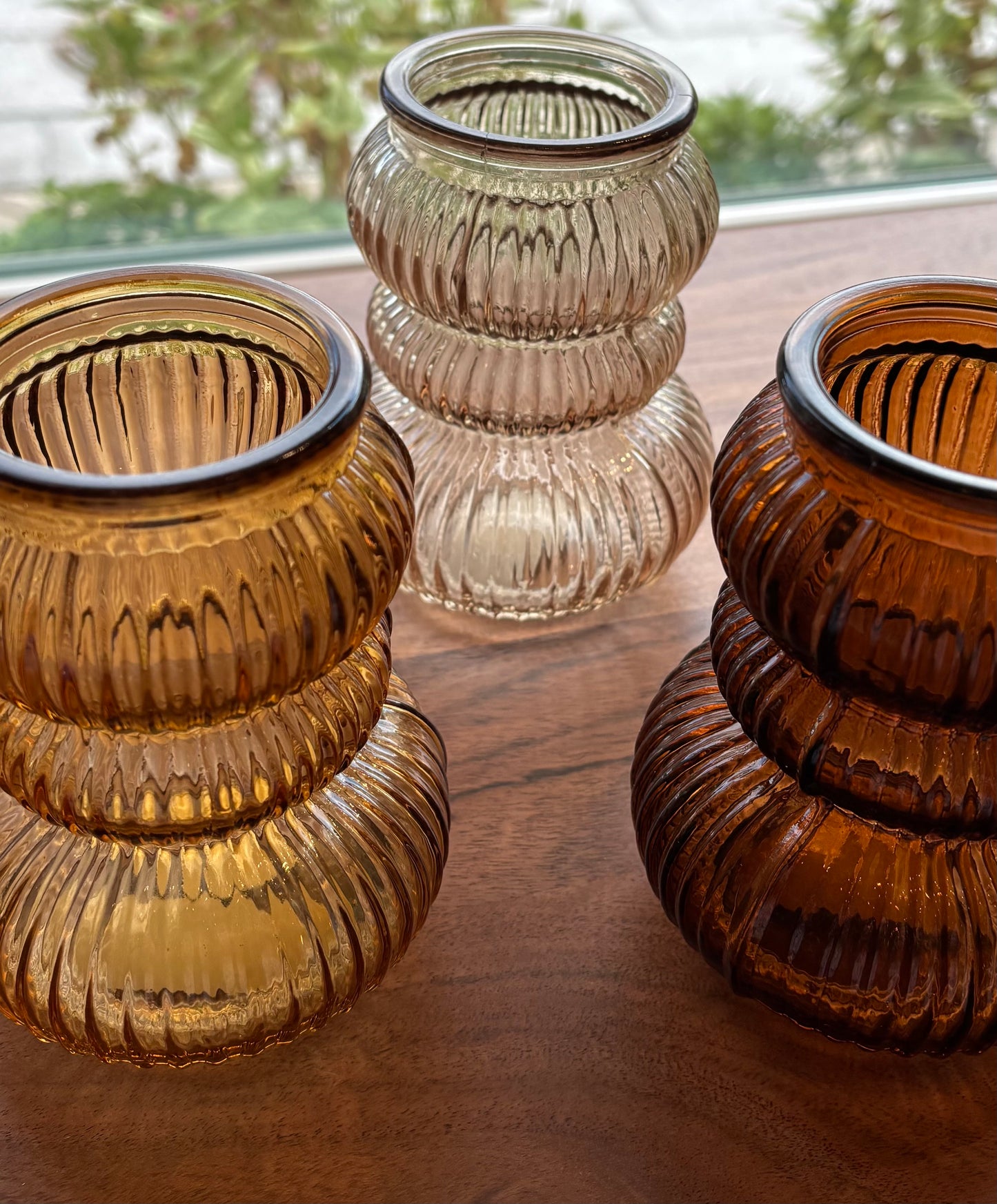 Ribbed Vase, Champagne Color