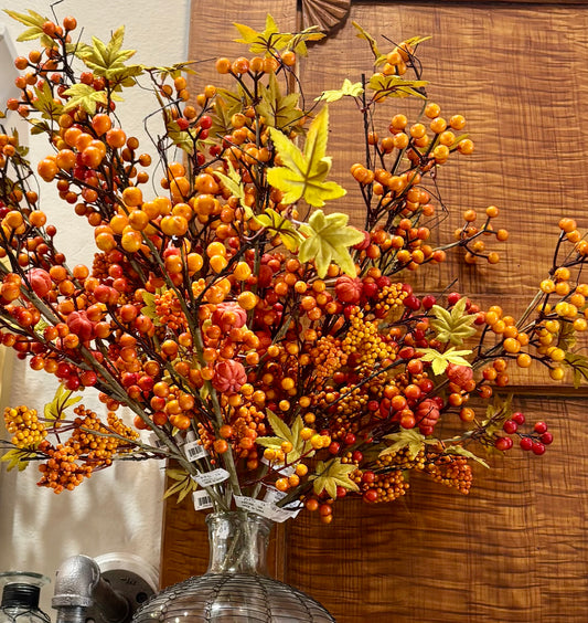 29" Fall Berry and Mini Pumpkins Spray