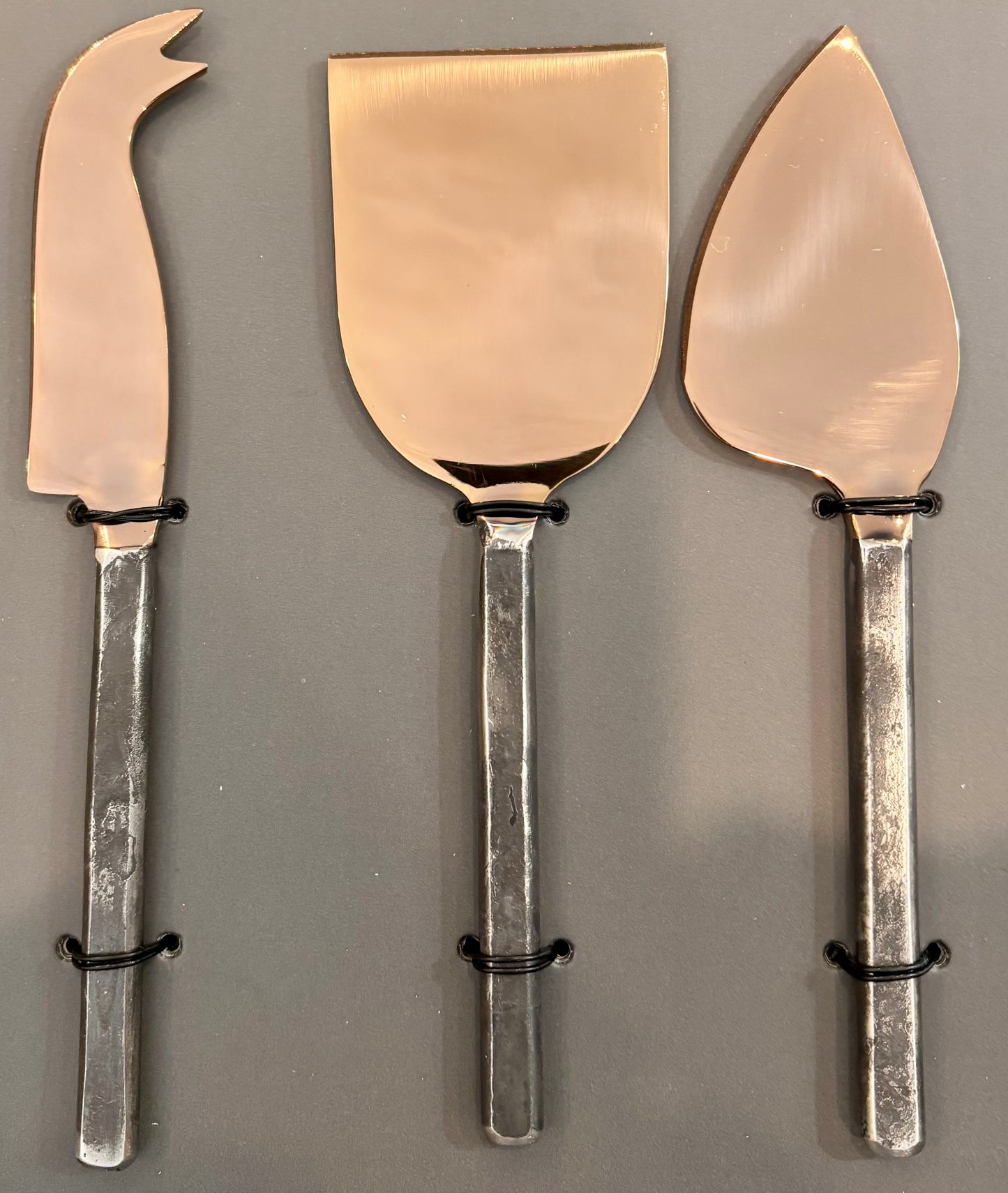 Steel and Bronze Tone Cheese Knives/Set of 3