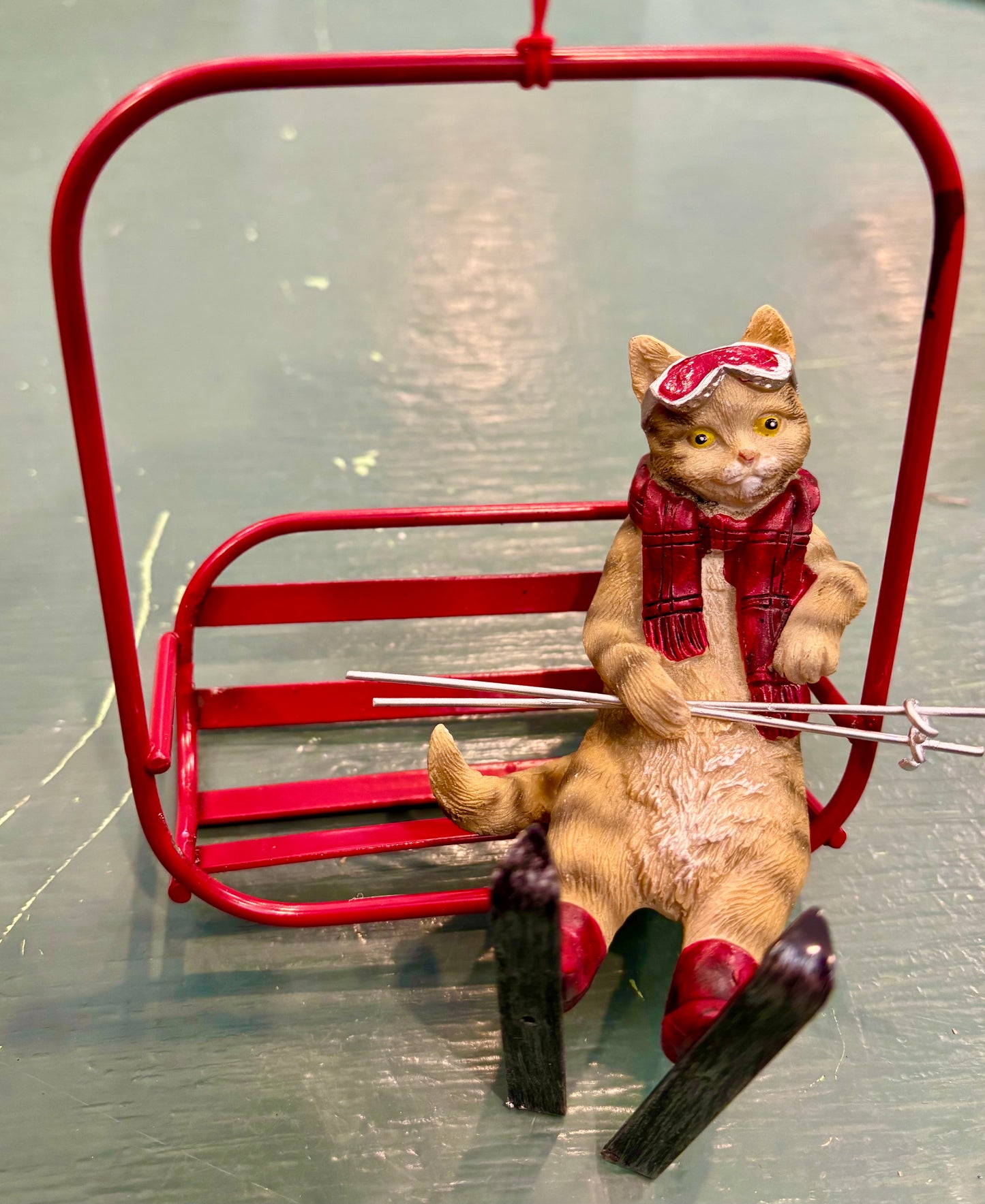 Cat on Ski Lift Ornament
