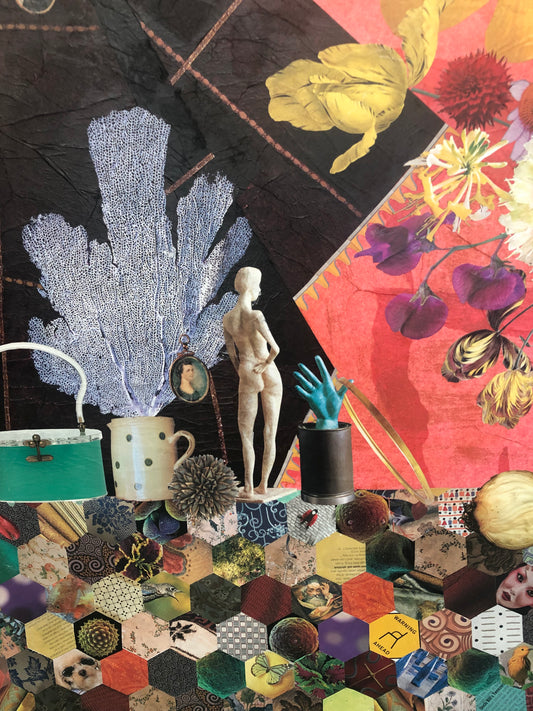 "Still Life with Quilt" Collage, 30" x 40"