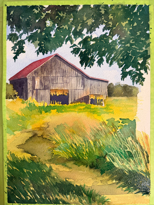 "Tobacco Barn", Watercolor by Amanda Hendershot