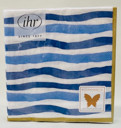 Cocktail Napkins, Wavy Stripe Blue
