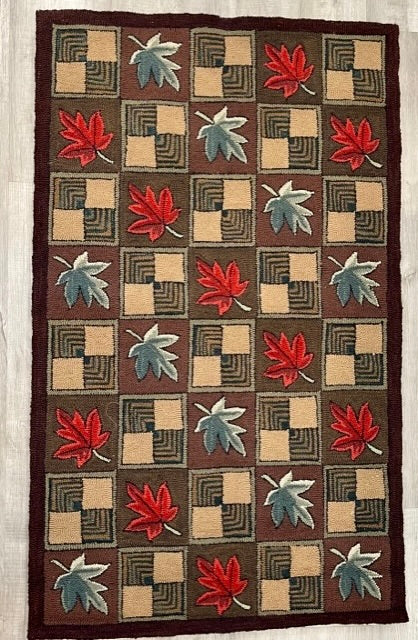 Maple Leaf Hooked Rug, 3' x 5'