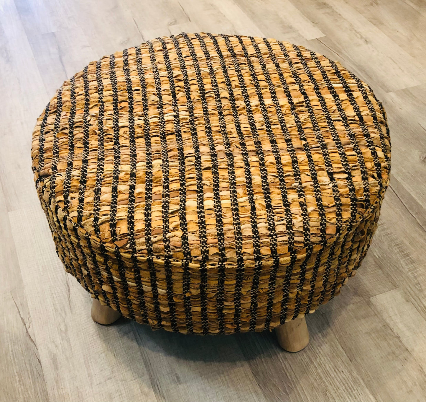 Woven Recycled Leather Stool