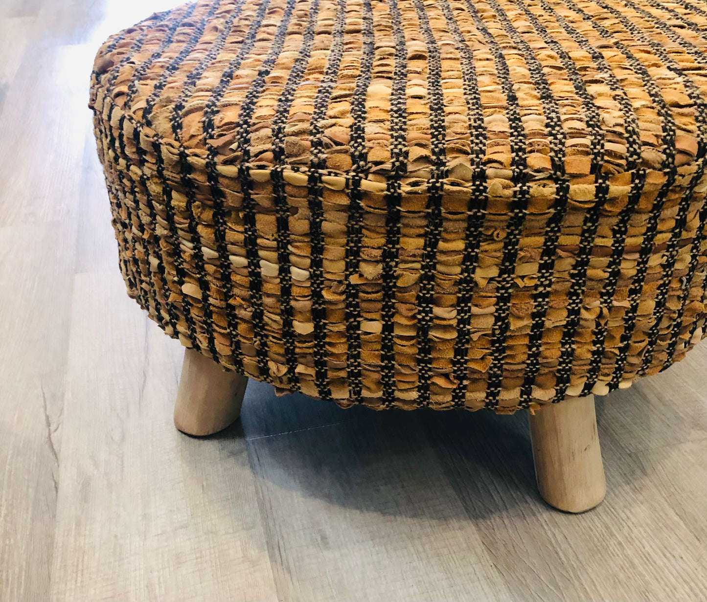 Woven Recycled Leather Stool
