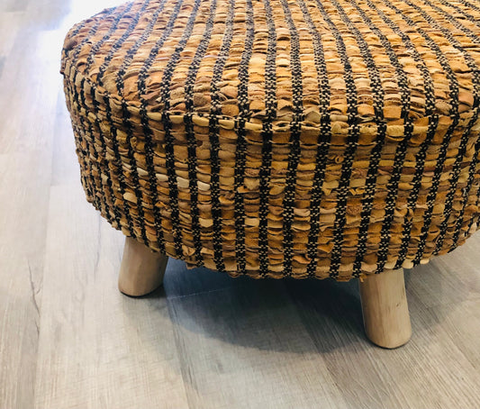 Woven Recycled Leather Stool