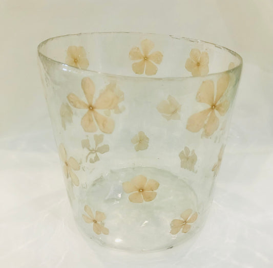 Enameled Flower Hurricane/Vase
