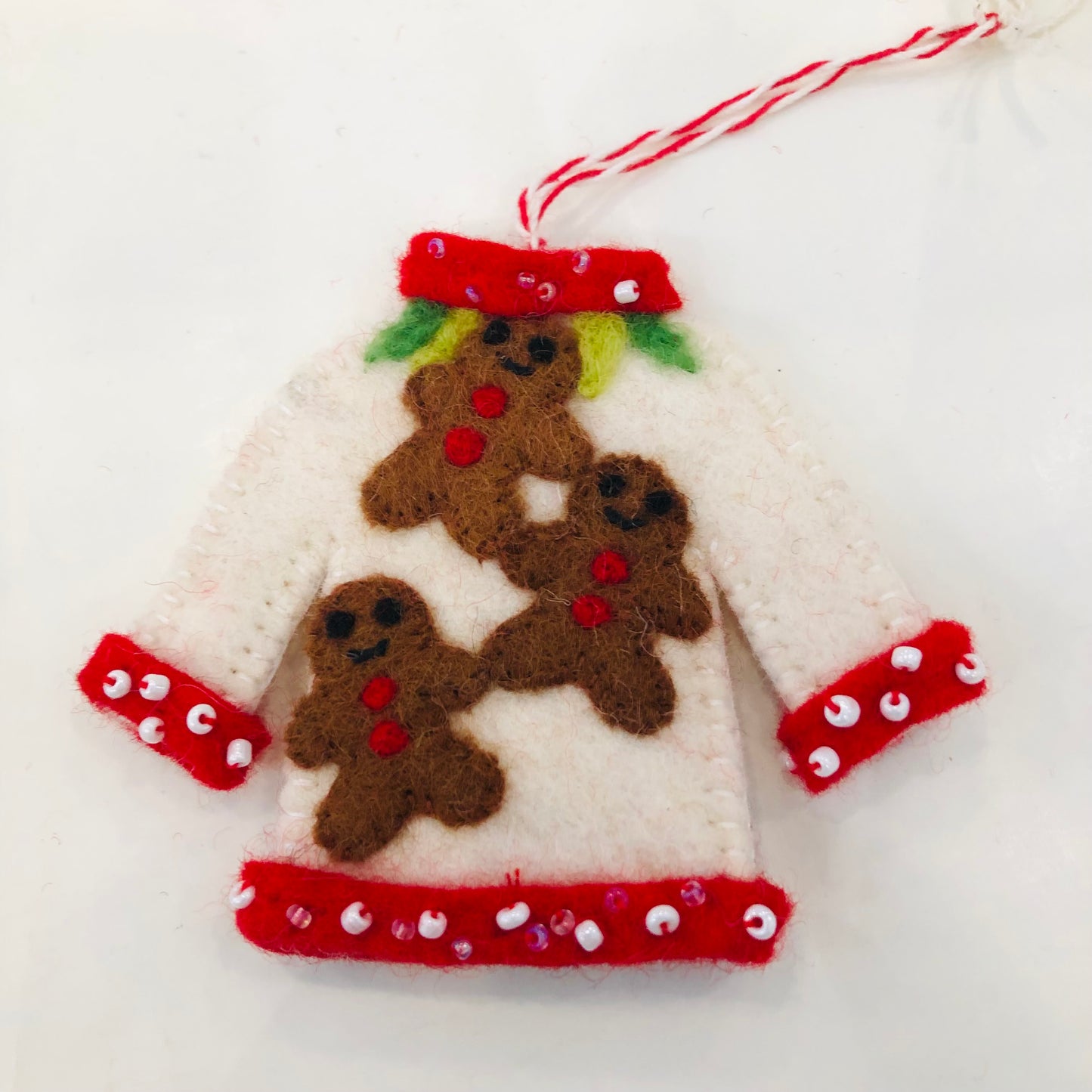 Ugly Sweater Felt Wool Ornament, Gingerbread Men