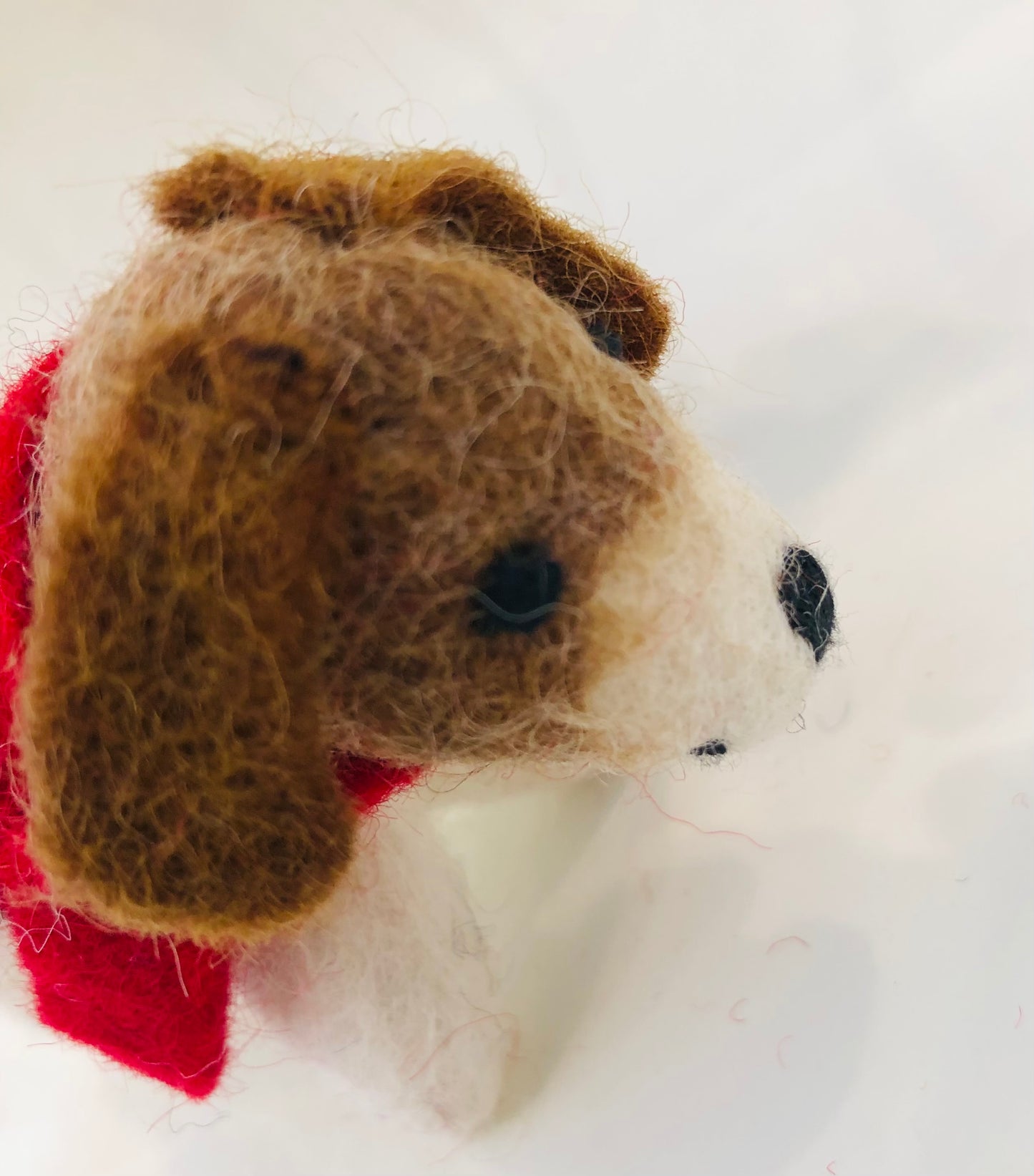 Dog w/Red Scarf Felt Wool Ornament