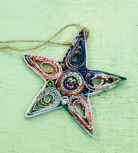 Recycled Paper Star Ornament