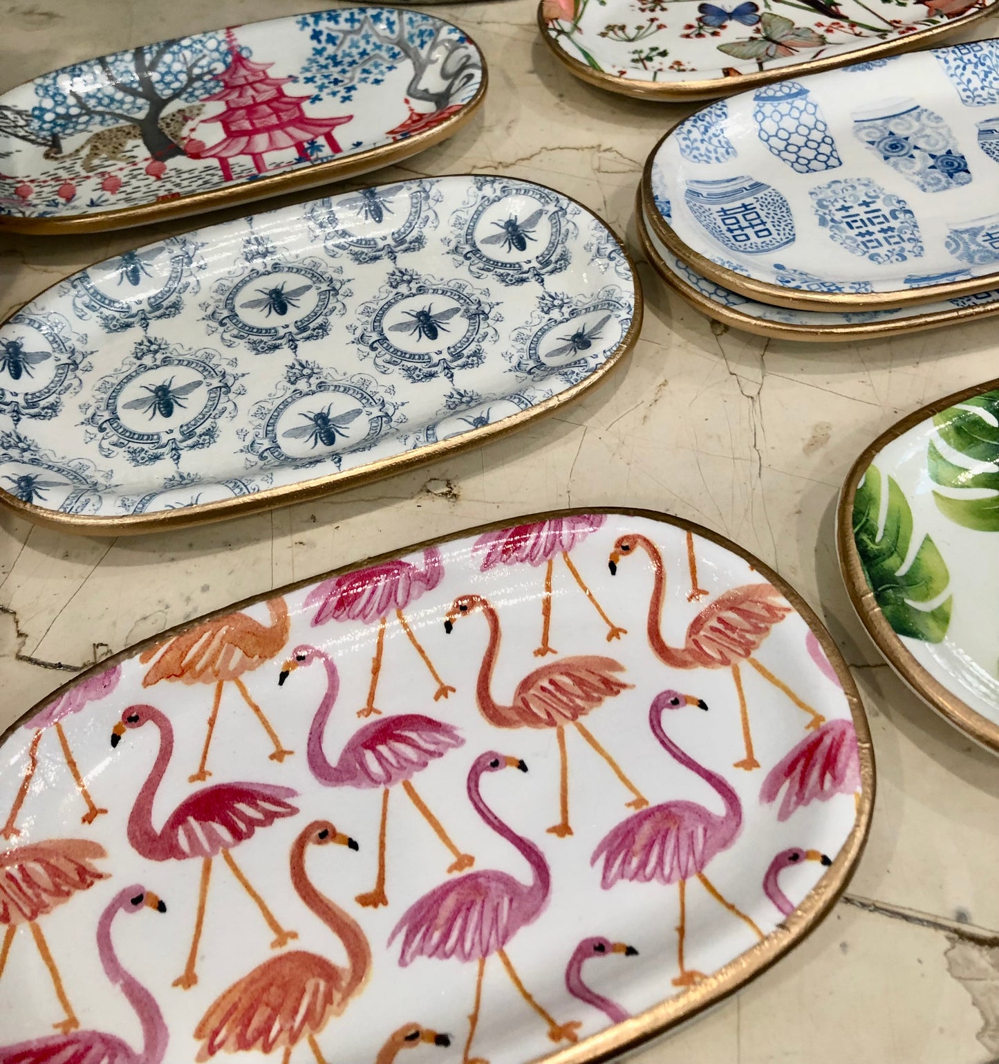 Ceramic Jewelry Tray, Birds and Butterfly Motif
