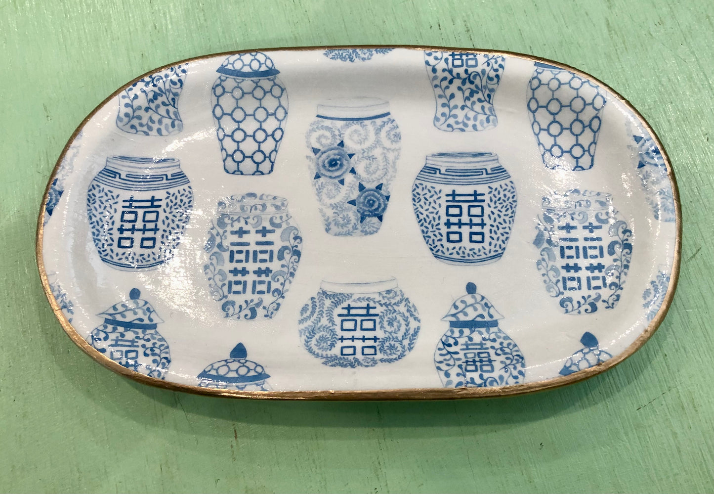 Ceramic Jewelry Tray, Ginger Jars Motif
