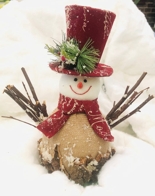 Iced Burlap Snowman
