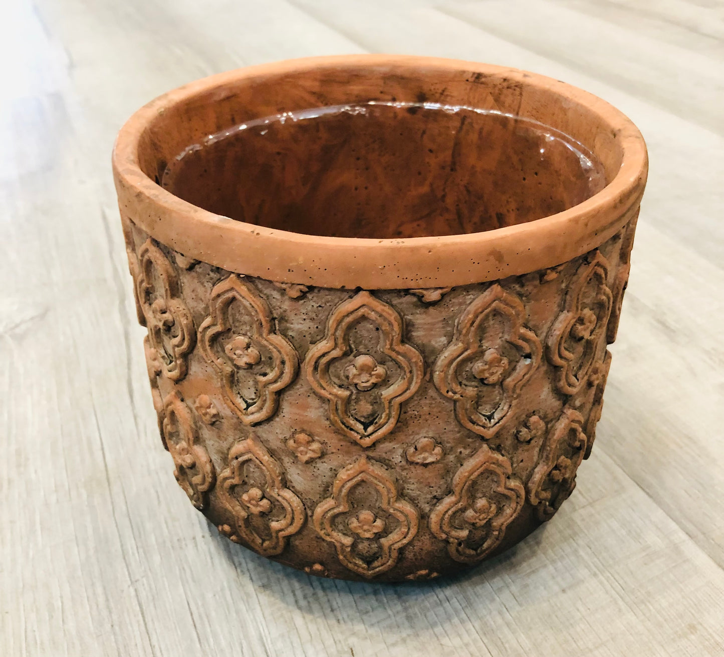 Terra Cotta Relief Planter, 6.5" tall