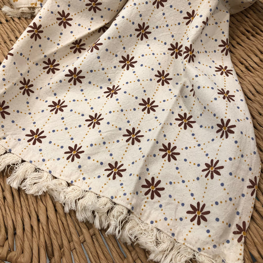 Fringed Floral Tea Towel