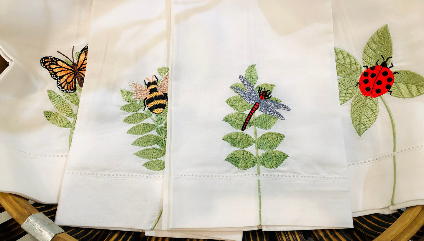 Embroidered Dragonfly Hand Towel
