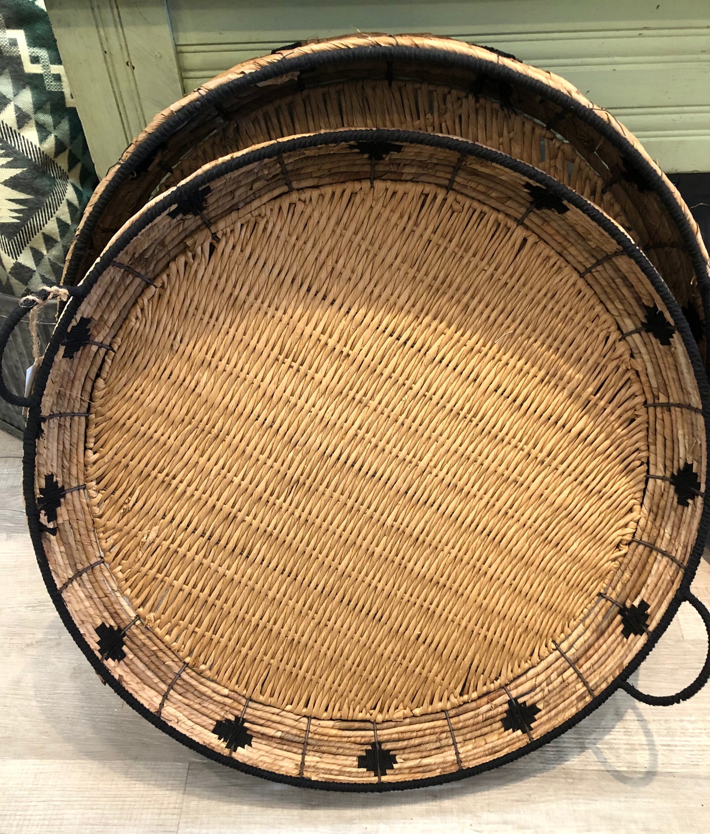 Oversized Tray with Black Trim , Handles