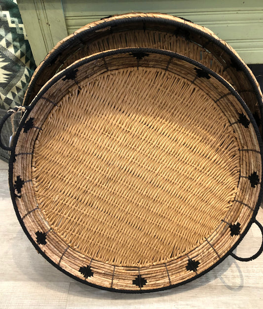 Oversized Tray with Black Trim , Handles