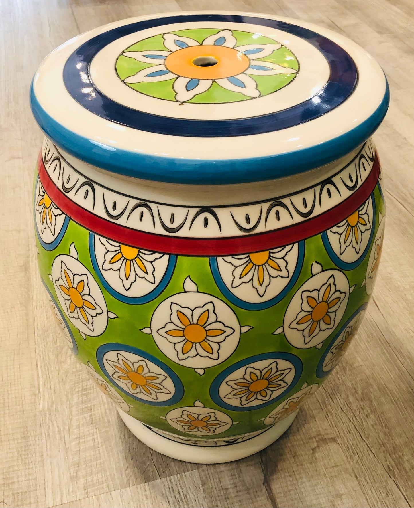 Ceramic Garden Seat, Green