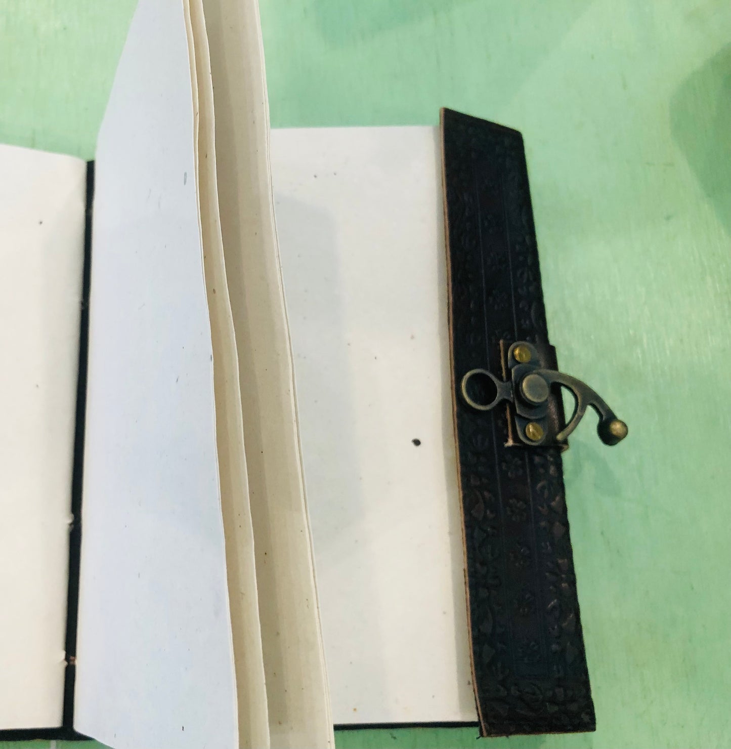 Tooled Leather Journal With Stone (God's Eye)