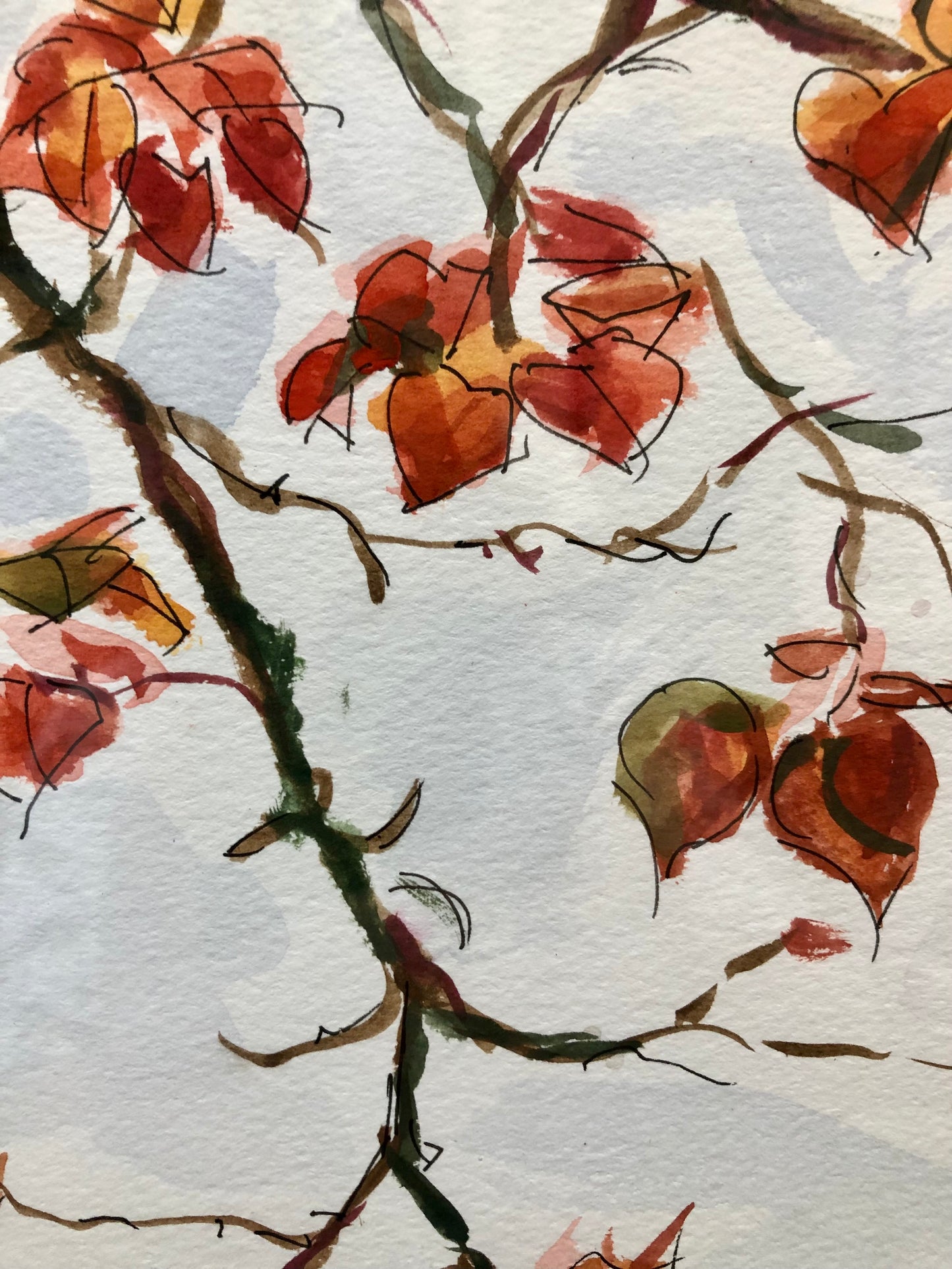 "Leaves" Watercolor Painting by Connie Estes Beale, Framed