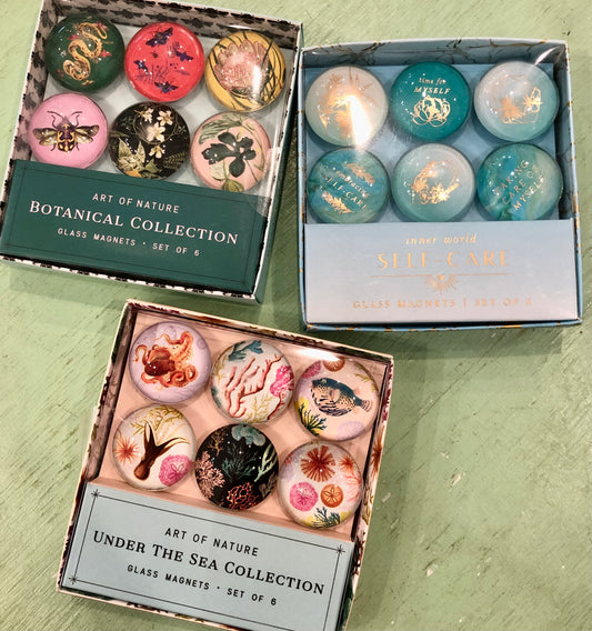 "Self-Care" Glass Magnets, Set 6