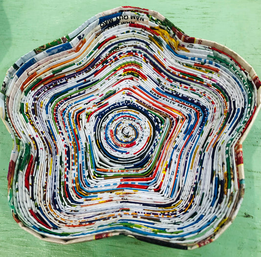 Flower Bowl, Medium; Recycled Paper, 5.5"