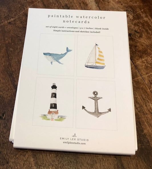 Paintable Notecards, Seaside