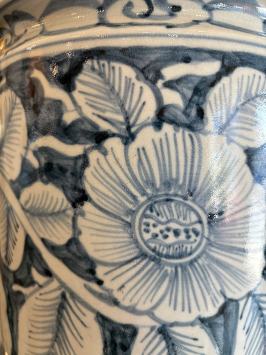 Cache Pot, Peony Blue & White w/Rolled Rim