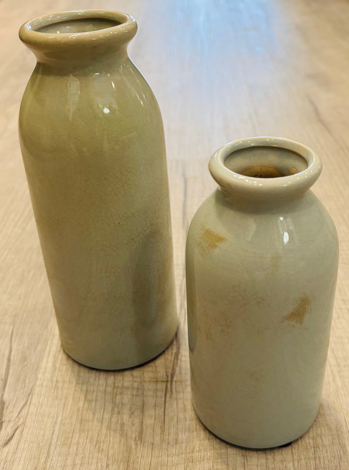 Celadon Colored Narrow Floral Vase, Small