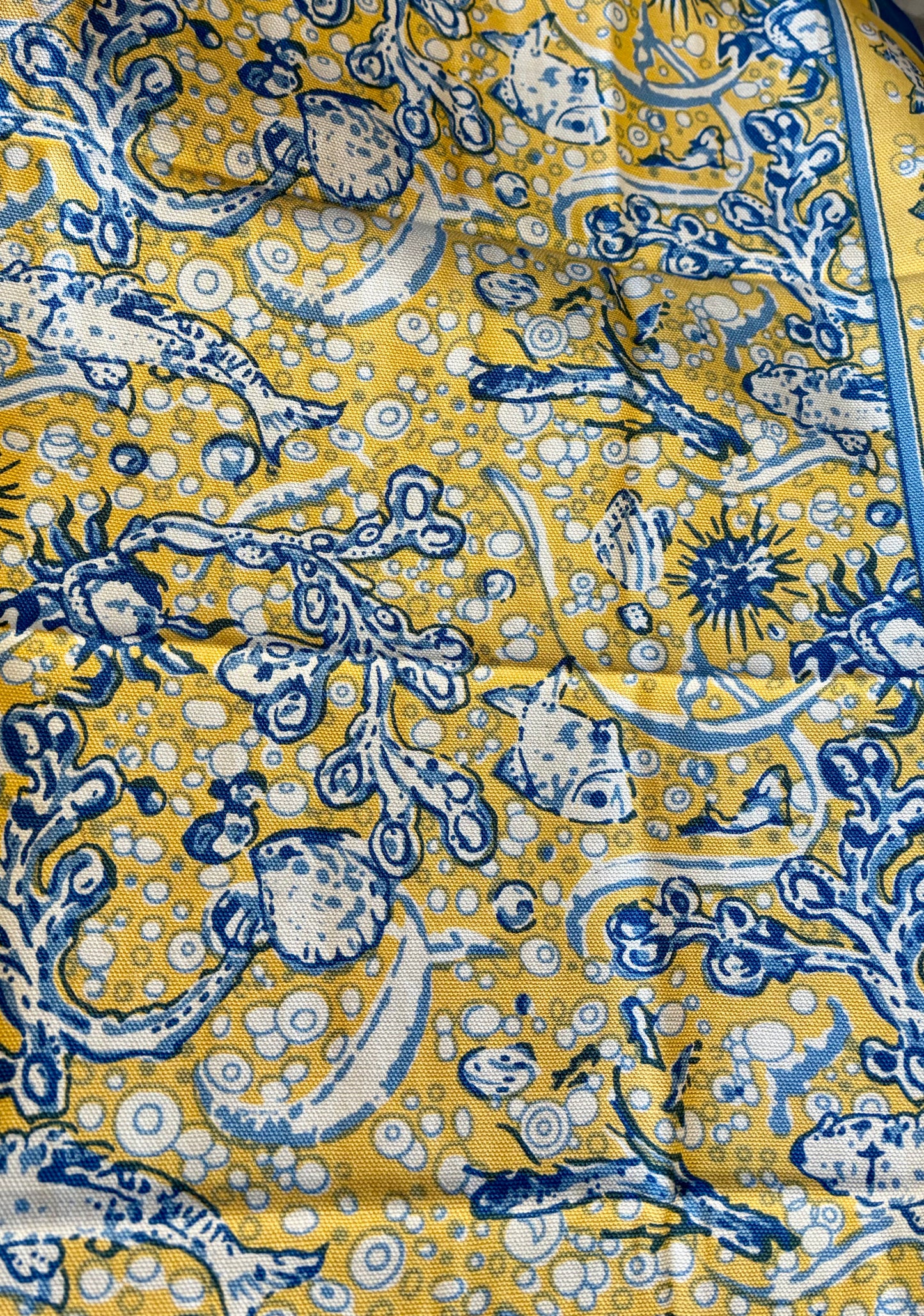 La Mer Blue and Yellow Tea Towel