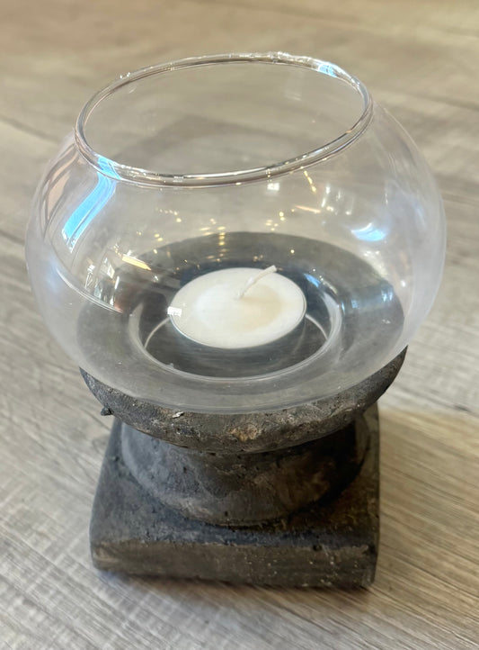 Candleholder with Black Base and Globe