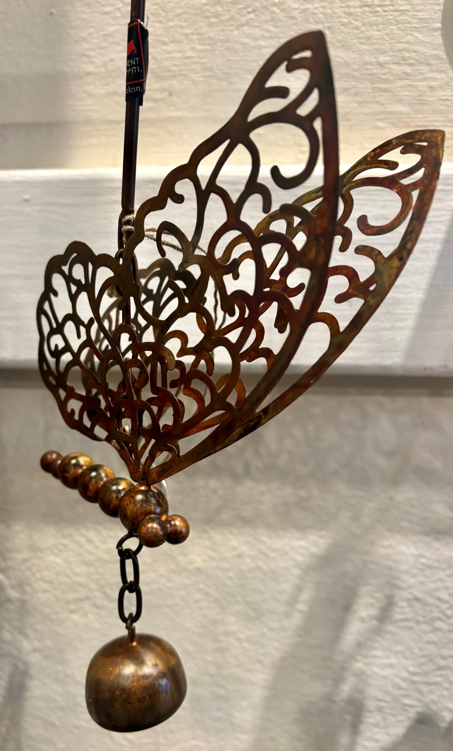 Flamed Butterfly w/bell Ornament