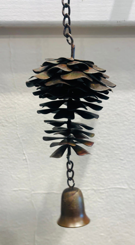 Flamed Pinecone w/bell Ornament