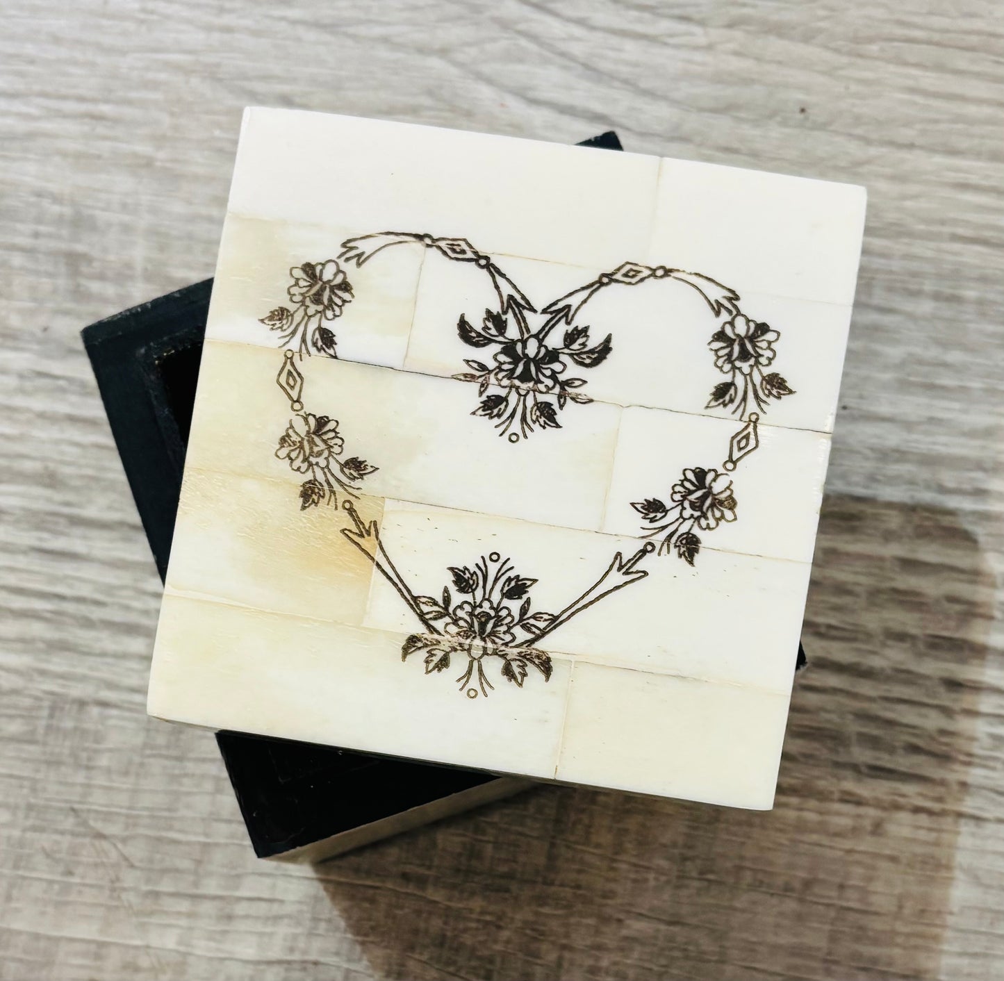 Heart Scrimshaw Bone Box