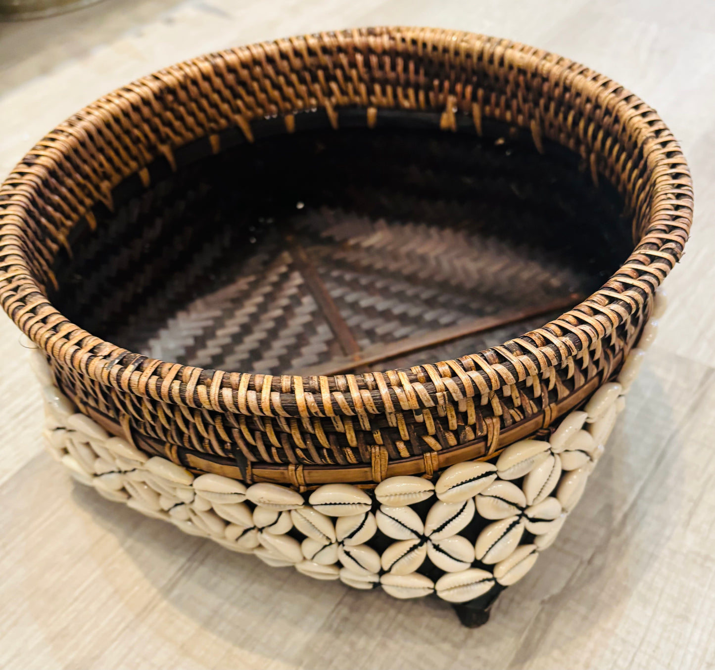 Rattan Cowrie Basket, Medium