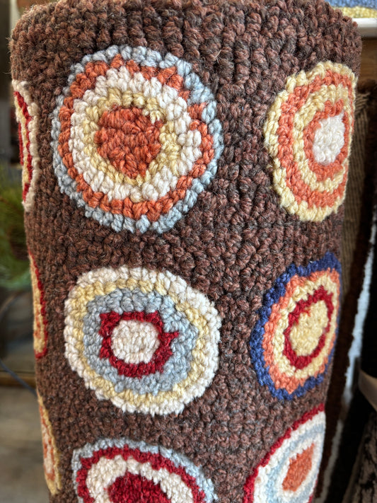 Penny Bullseye Runner, Hand-hooked Wool