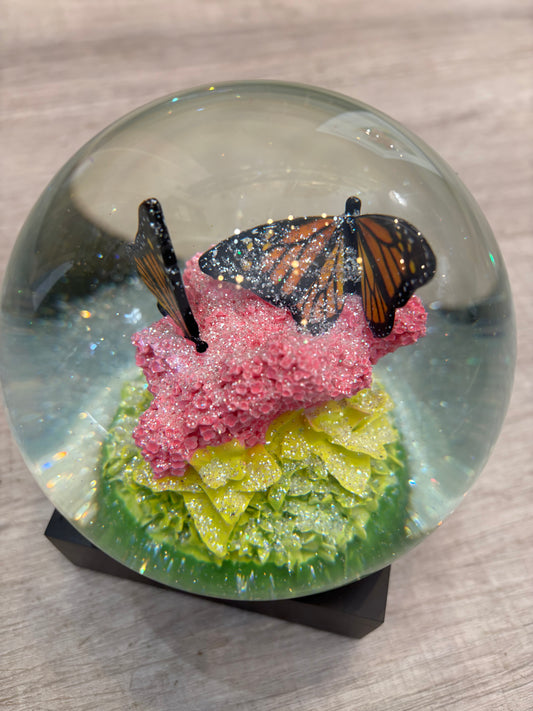 Monarch on Flowers Snowglobe