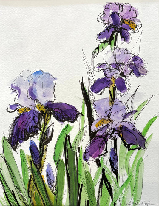 "Purple Iris"; Original Watercolor by Connie Estes Beale