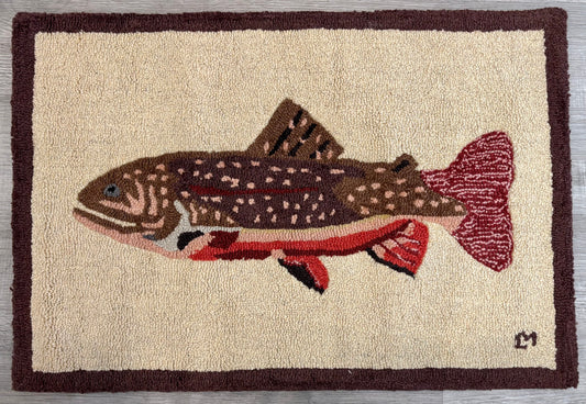 Maple Trout Fish Rug, Hand-hooked Wool , 2' x 3'
