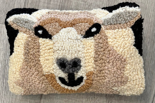 Sheep's Head Pillow, Hand-hooked Wool