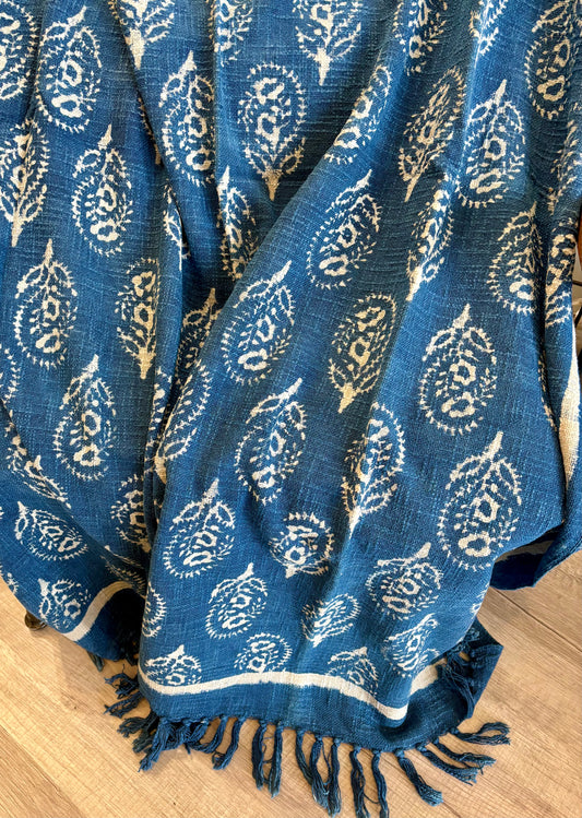 Cobalt Paisley Throw Blanket