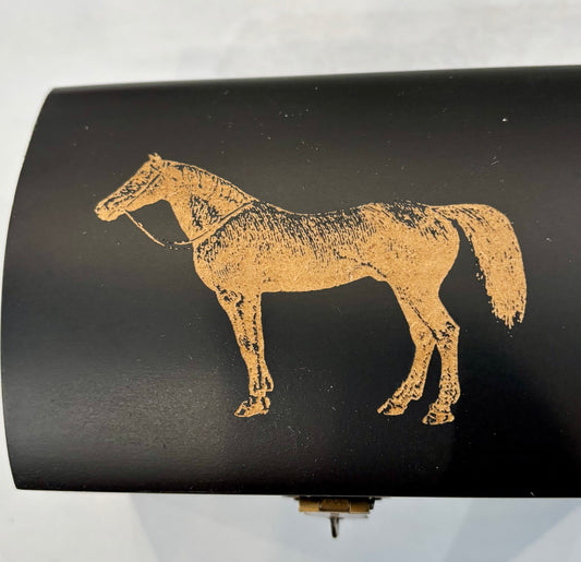 Antiqued Wood Box with Standing Horse
