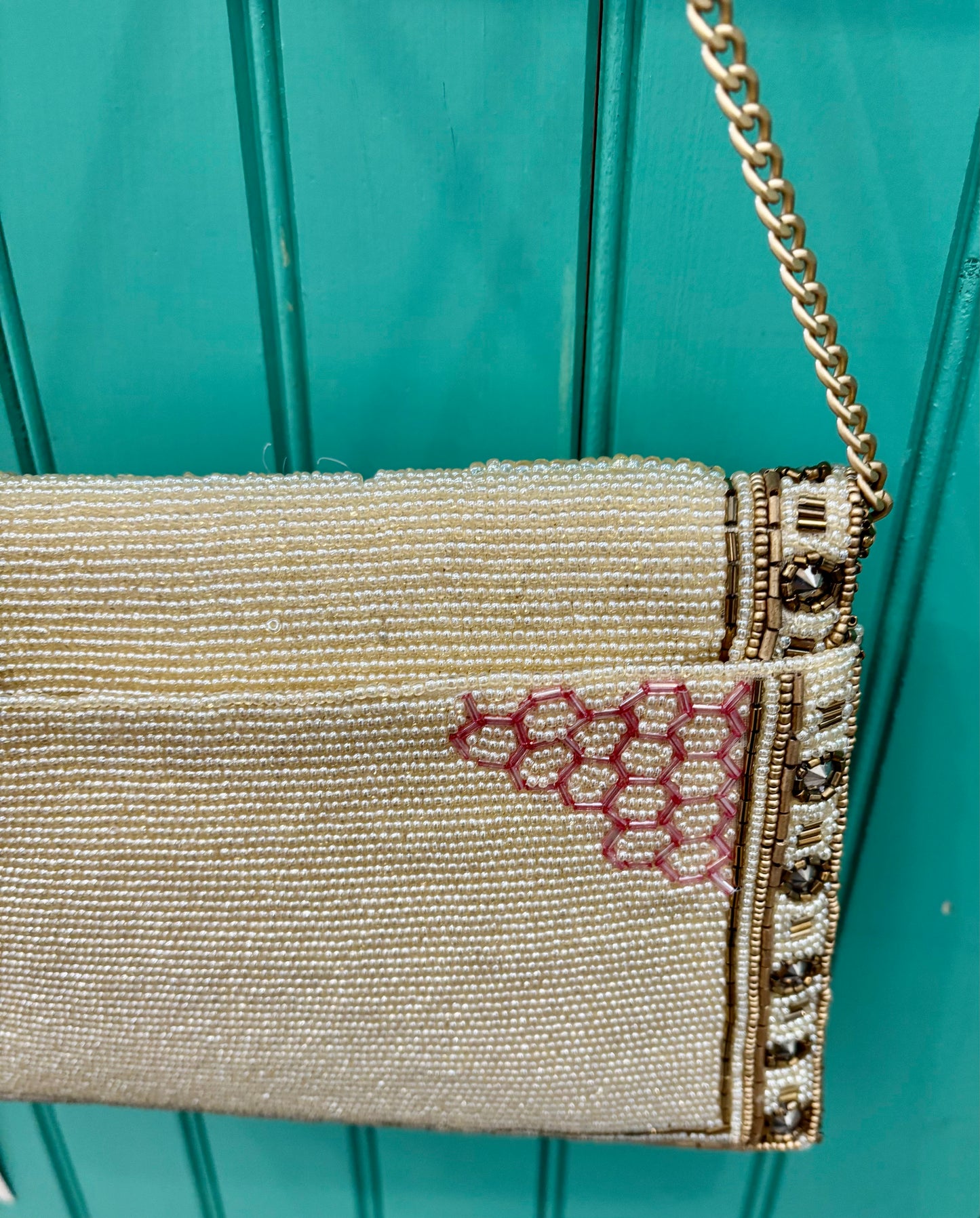 "Buzzed Bee" Beaded Crossbody Clutch Handbag