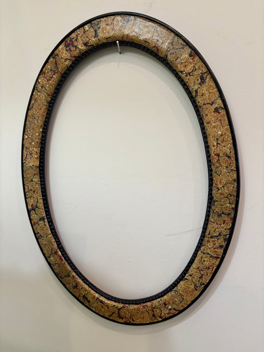 Vintage oval frame with decoupage marbleized finish