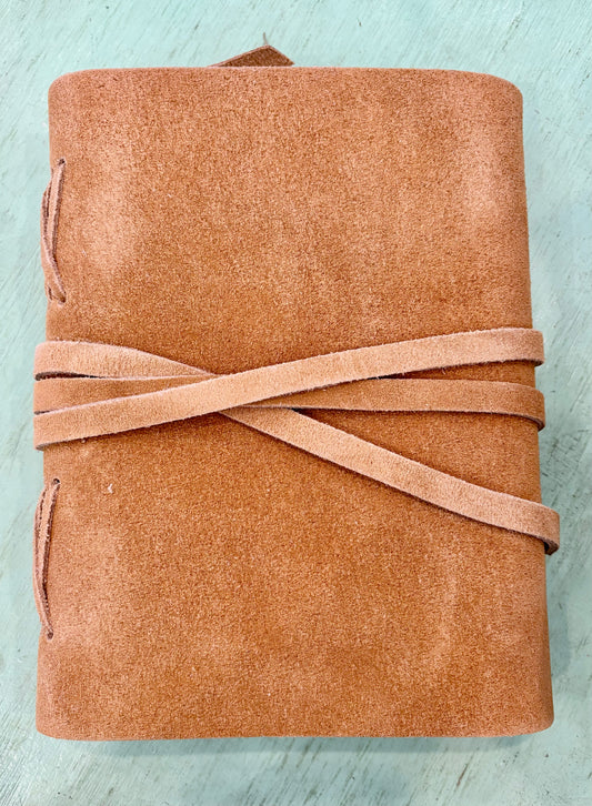 Cognac Color Suede Journal w/Cotton Paper